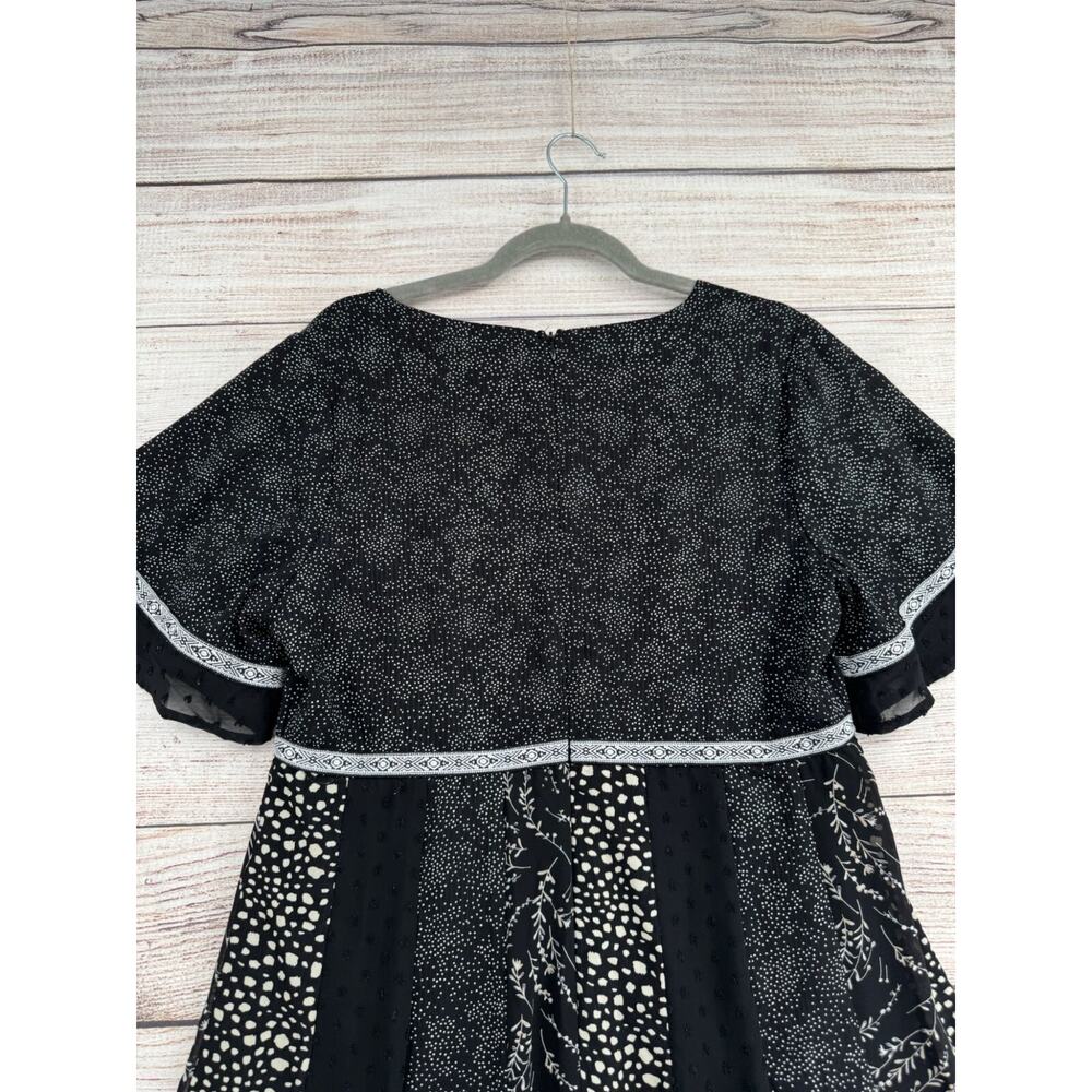 Piper & Scoot Multi Print Lace Trimmed A-Line Dress Women's Medium Black/White‎ - Picture 4 of 12